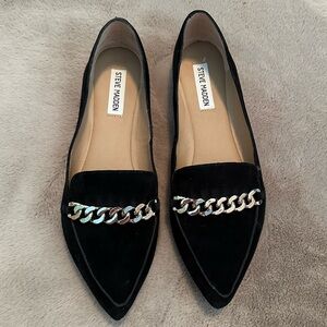 Steve Madden Farrell Black Suede Pointe Toe Flat